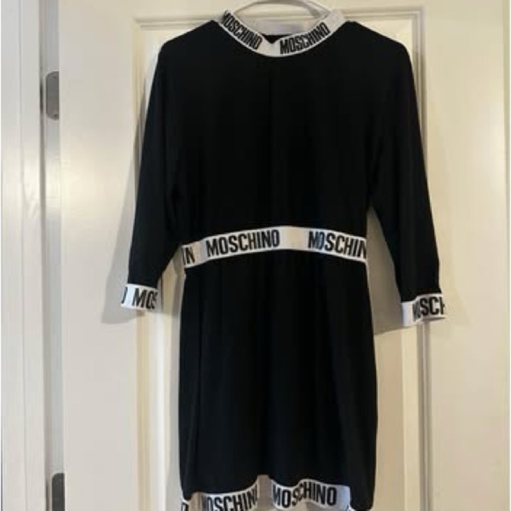 Moschino Black Dress with Logo Trim
